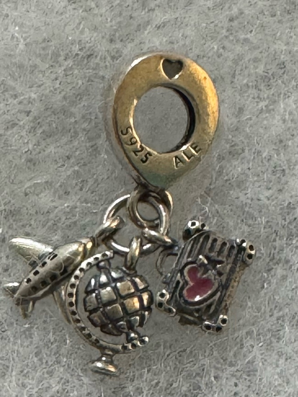 Pandora Silver Travel Charm with Pink Accent